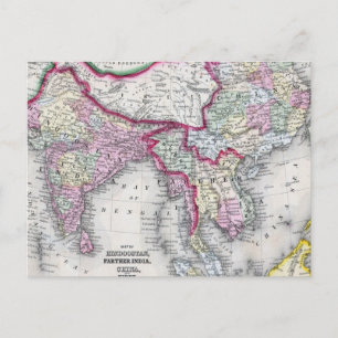 Mitchell Map   India, Tibet, China & SE Asia Postcard