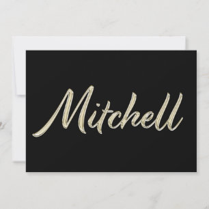Mitchell Name white gold Handwriting Card