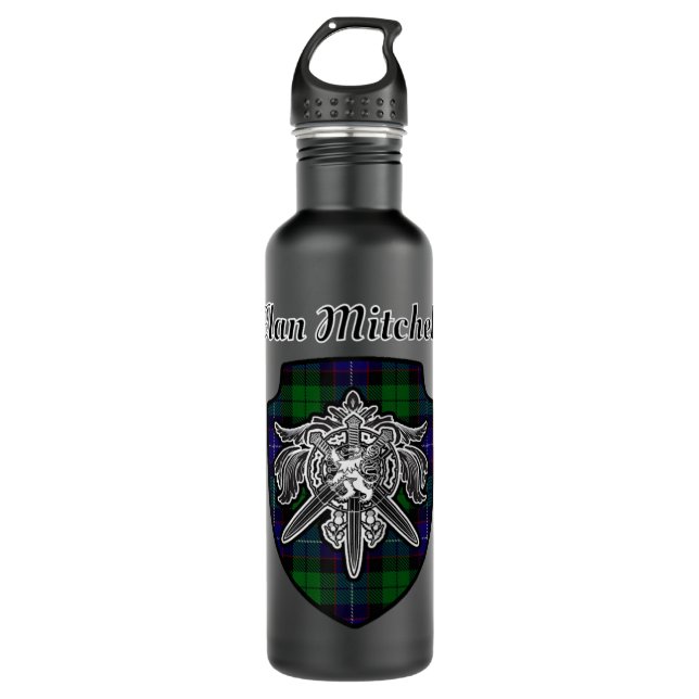 Mitchell Scottish Clan Tartan Lion Sword Crest.png 710 Ml Water Bottle (Front)