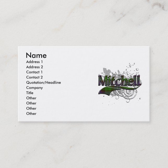 Mitchell Tartan Grunge Business Card (Front)