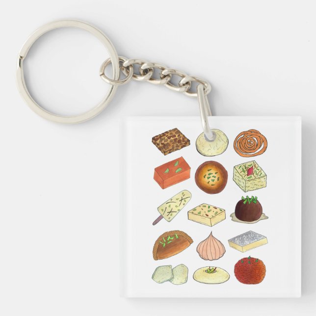 Mithai Indian Sweets Confectionery Desserts India Key Ring (Front)