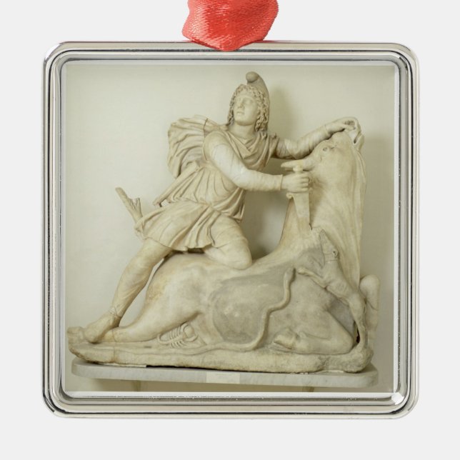 Mithras Sacrificing the Bull, Marble relief, Roman Metal Tree Decoration (Front)