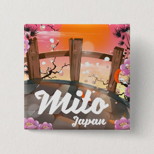 Mito Japan blossom poster. 15 Cm Square Badge
