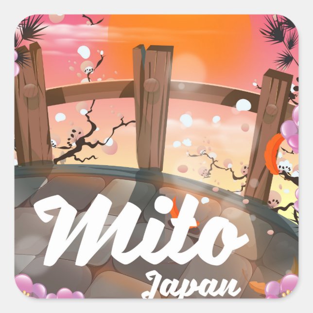 Mito Japan blossom poster. Square Sticker (Front)