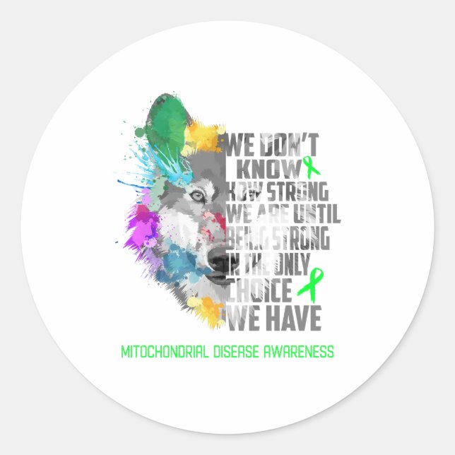 Mitochondrial Disease Awareness Ribbon Support Gif Classic Round Sticker (Front)