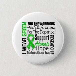 Mitochondrial Disease I Wear Green Ribbon Tribute 6 Cm Round Badge