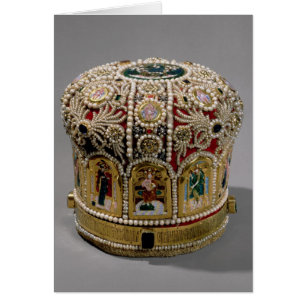 Mitre crown set with pearls and precious