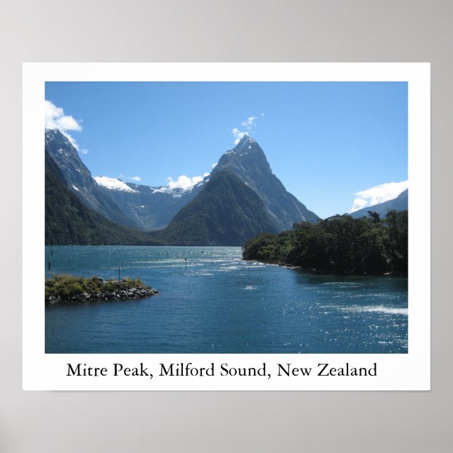 Mitre Peak, Milford Sound, New Zealand Poster (Front)