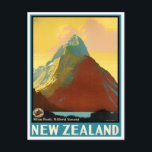 Mitre Peak New Zealand vintage travel Postcard<br><div class="desc">Mitre Peak New Zealand vintage travel Postcard</div>