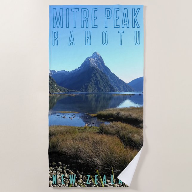 MITRE PEAK SOUTH ISLAND NEW ZEALAND BEACH TOWEL (Front)