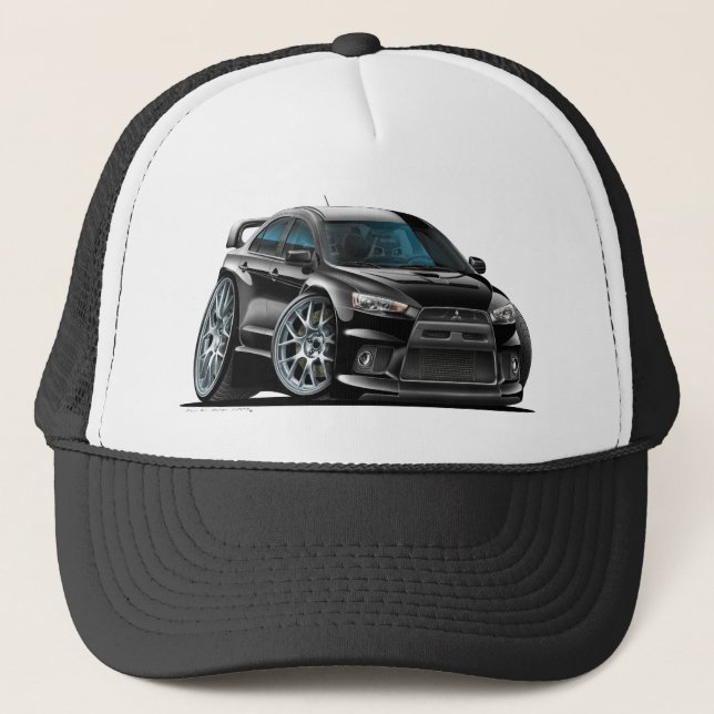 Mitsubishi Evo Black Car Trucker Hat (Front)