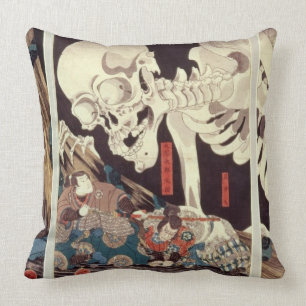 Mitsukini Defying the Skeleton Spectre, c.1845 Cushion