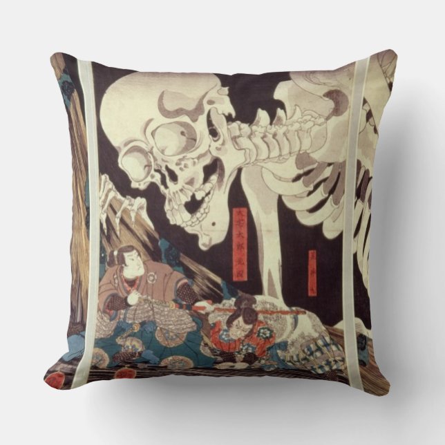 Mitsukini Defying the Skeleton Spectre, c.1845 Cushion (Front)