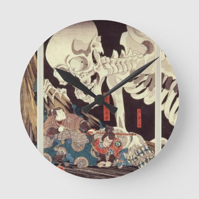 Mitsukini Defying the Skeleton Spectre, c.1845 Round Clock (Front)