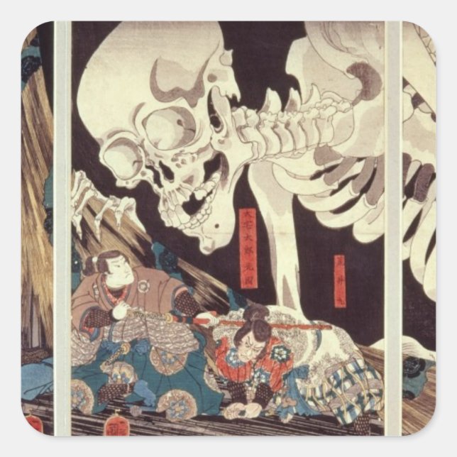 Mitsukini Defying the Skeleton Spectre, c.1845 Square Sticker (Front)