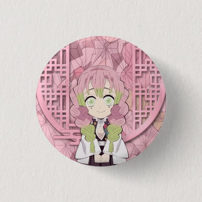 Mitsuri Kanroji Chibi 3 Cm Round Badge (Front)