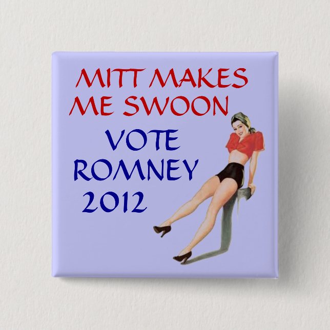 Mitt makes me swoon 15 cm square badge (Front)