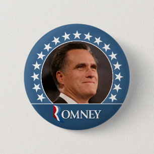 Mitt Romney 2012 - photo pinback with stars 6 Cm Round Badge