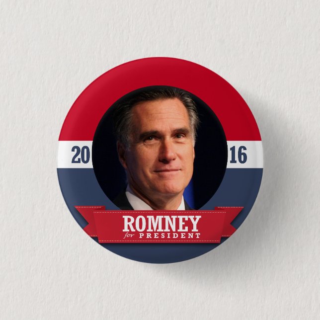 MITT ROMNEY 2016 3 CM ROUND BADGE (Front)