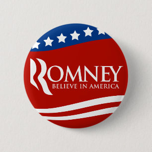 Mitt Romney Believe In America Flag 6 Cm Round Badge