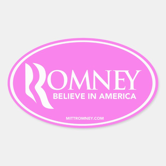Mitt Romney Believe In America (Pink Oval Sticker) Oval Sticker (Front)