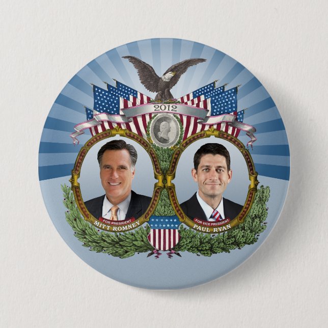 Mitt Romney Paul Ryan Jugate 7.5 Cm Round Badge (Front)