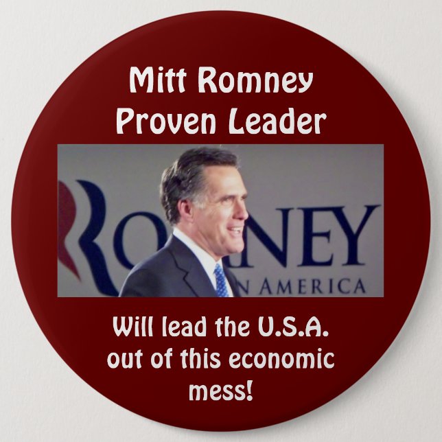 Mitt Romney Proven Leader Round Photo Button (Front)