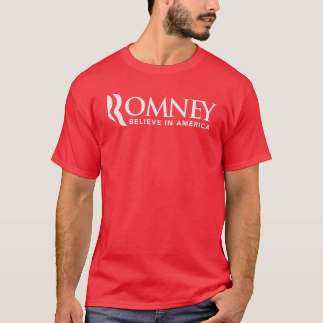Mitt Romney "R" Logo Believe In America 2012 T-Shirt (Front)