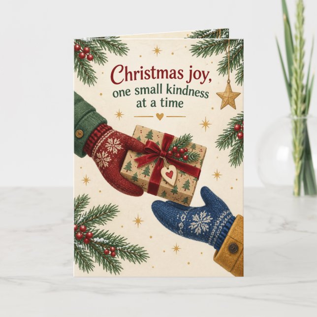 Mitten Gift Small Kindness Christmas Card (Front)