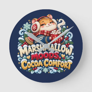Mitten Magic Cocoa Classic Cute Winter Fox Round Clock