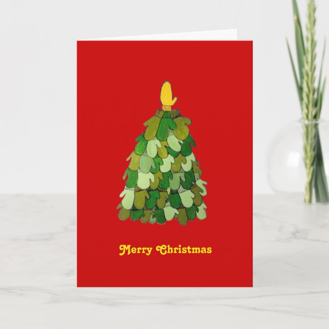 Mitten Tree Christmas Card (Front)
