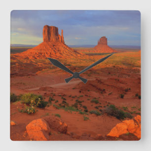 Mittens, Monument valley, AZ Square Wall Clock