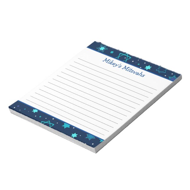 Mitzvah Notepad - Dark Blue Star of David  (Rotated)