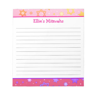 Mitzvah Notepad - Pink Star of David