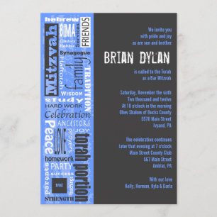 MITZVAH WORDS SAYINGS Bar Bat Invitation Invite