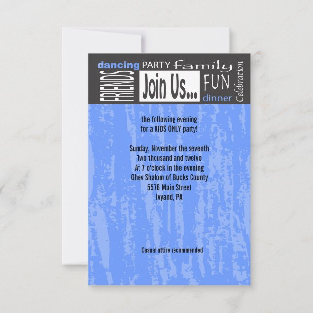 MITZVAH WORDS SAYINGS Bar Bat Party Reception Card (Front)