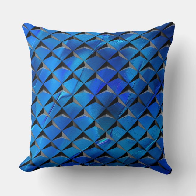 Mix 3D squares with blue texture of background Cushion (Front)