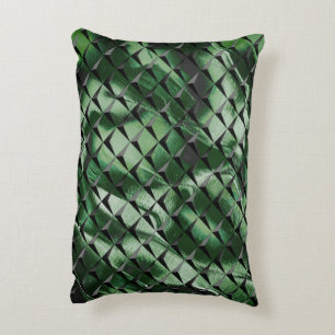 Mix 3D squares with dark green image of background Decorative Cushion