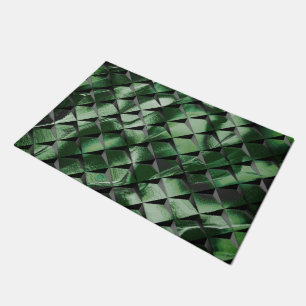Mix 3D squares with dark green image of background Doormat