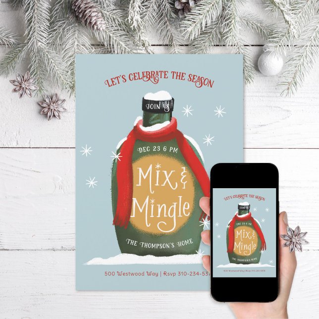 Mix and Mingle Christmas Cocktail Party Invitation (Creator Uploaded)