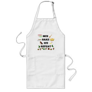 Mix. Bake. Ice. Repeat. (Christmas Apron) Long Apron