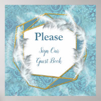 Mix Blue Pattern, Feathers & White Lace