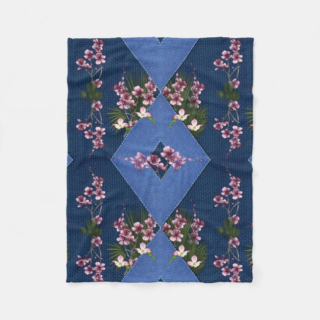 Mix blues & tectured diamond pattern  fleece blank (Front)