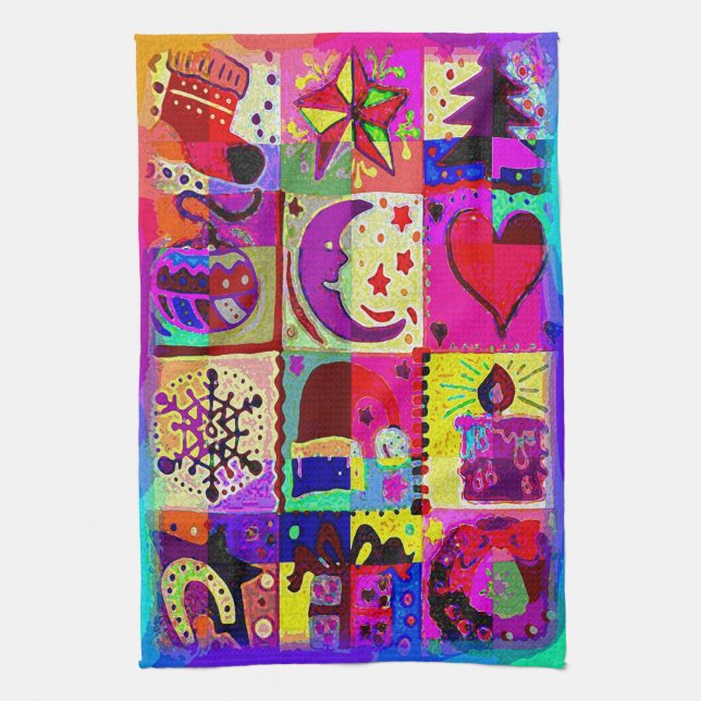 Mix Christmas Decorations Tea Towel (Vertical)