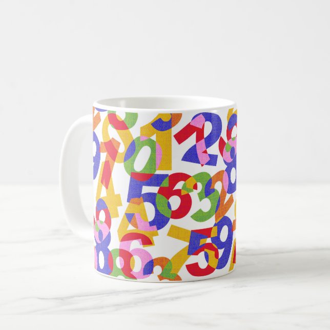 Mix colour numbers coffee mug (Front Left)