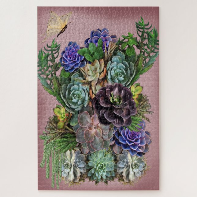 Mix Colour Succulent Display Jigsaw Puzzle (Vertical)