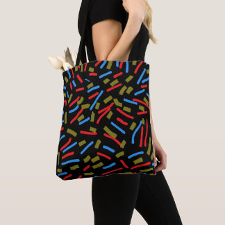 mix colours with black tote bag