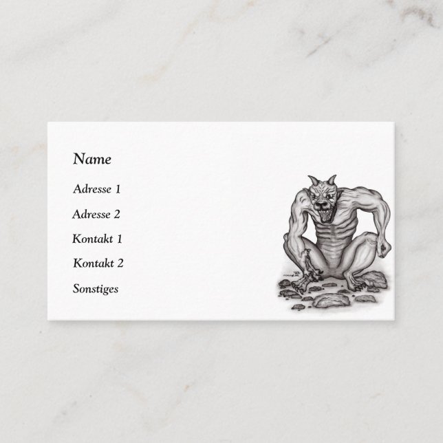 Mix-creature - Troll Devil and Golem - Gargoyle Bu Business Card (Front)