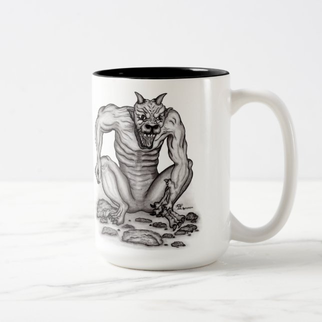 Mix-creature - Troll, Golem and Devil Two-Tone Coffee Mug (Right)