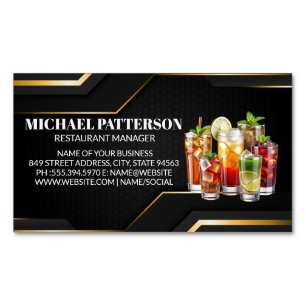 Mix Drinks   Bartender   Mixology Magnetic Business Card